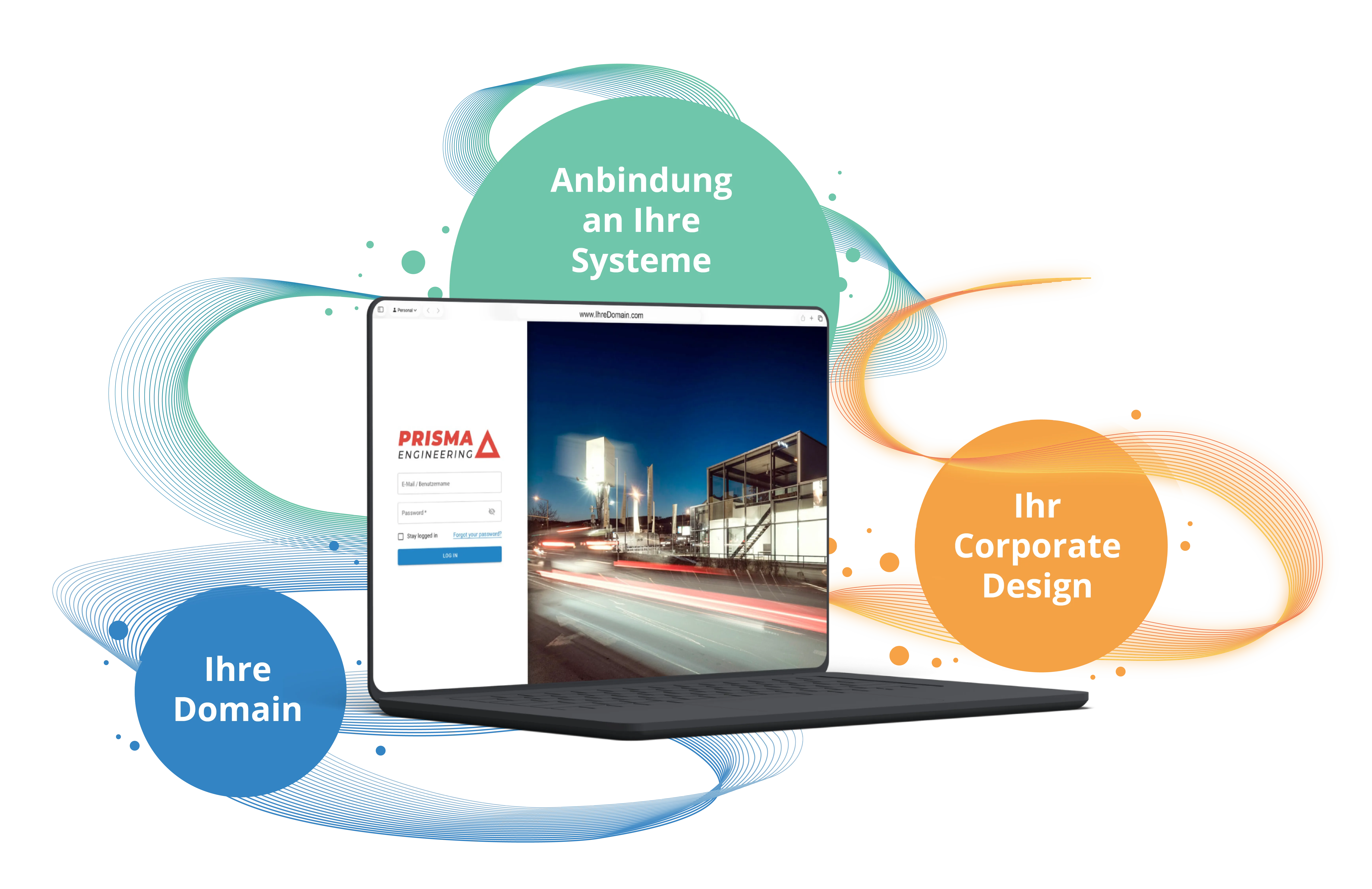 Illustration: Ihr Corporate Design, Ihre Domain, Anbindung an Ihre Systeme